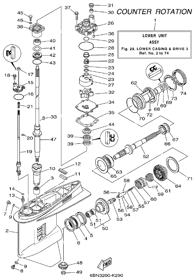 Yamaha F150BET, FL150BET LOWER CASING & DRIVE 3 parts diagram